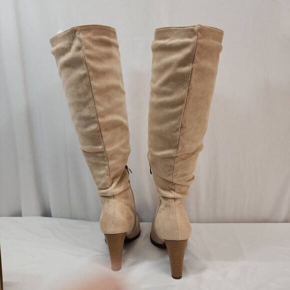 ZBY Size 8.5 Knee High Boots High Heel Pointed Toe Motorcycle Booties Casual Com - Picture 3 of 8